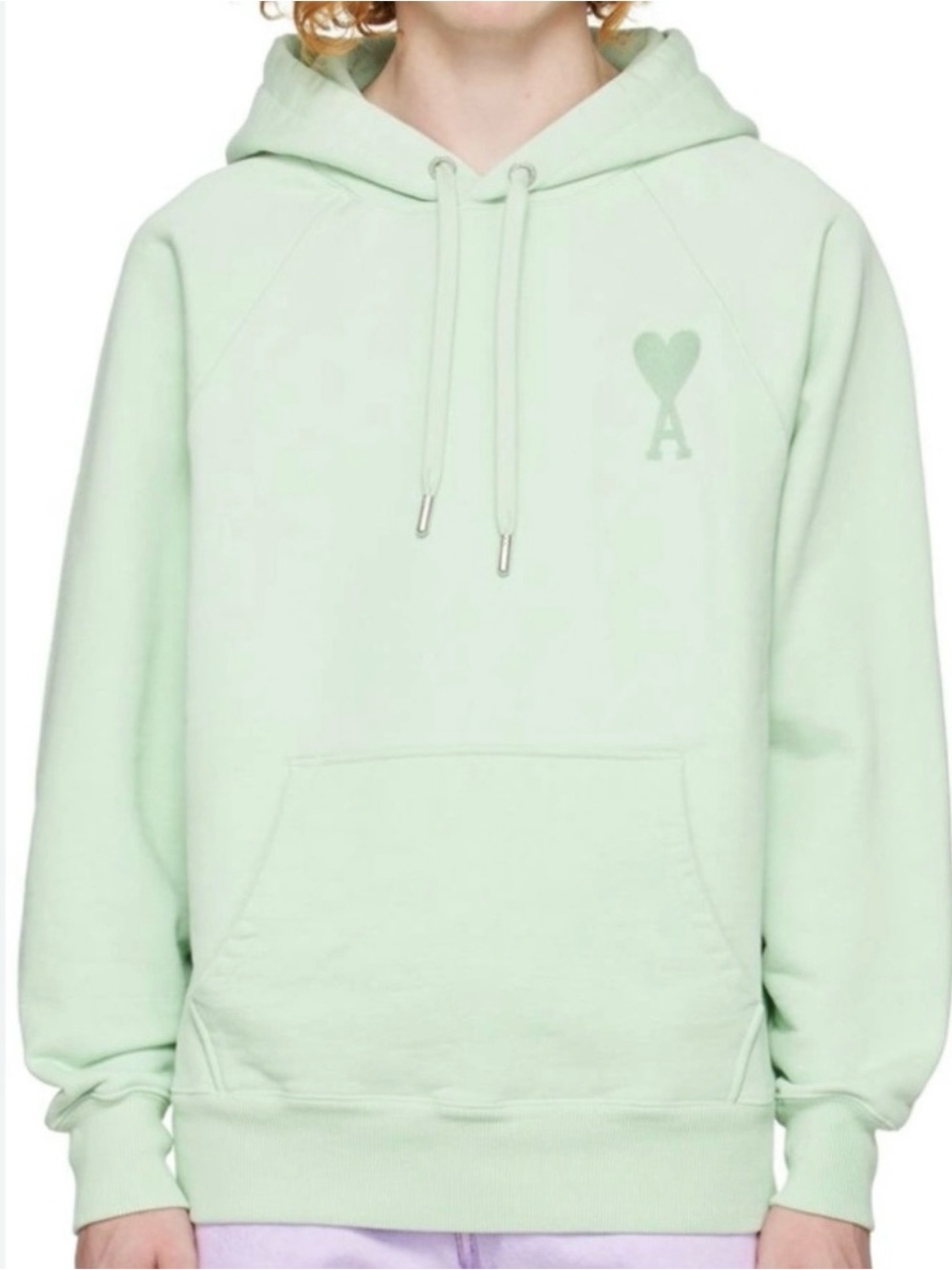 Ami Mint Green Heart A Logo Hoodie - Women's Sweater